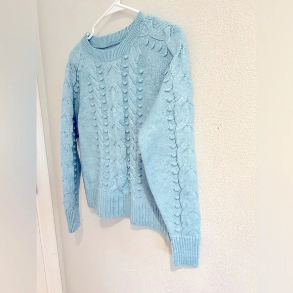 NWT LOFT Textured Cable Sweater Cloudy Morning Melange Size XS - Picture 2 of 5